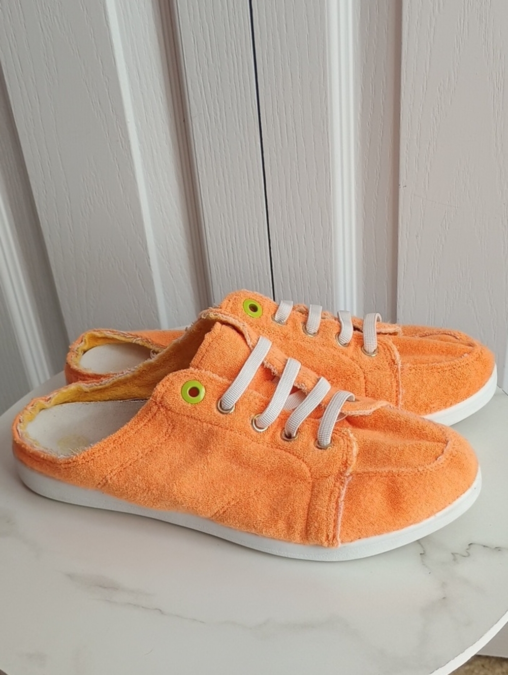 Vionic Orange Terry Cloth Slip-On Mules